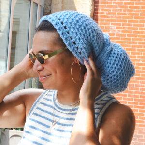 Crochet Hair Wrap in Baby Blue
