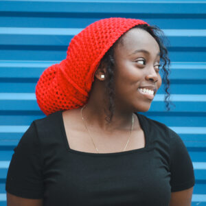 Crocheted Hair Wrap in Cherry Red